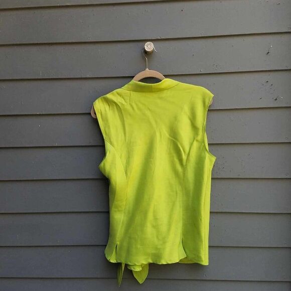 Coldwater Creek 100% Silk Green Wrap Blouse size XL - Picture 2 of 8